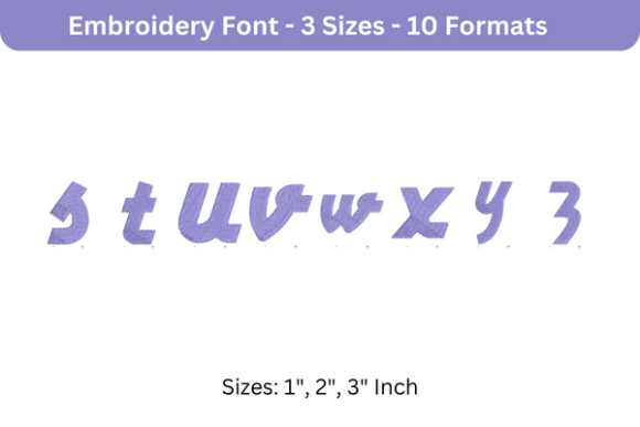 Airstream Font Lower Case S to Z: A Refined Embroidery Choice for Personalized Fabric Projects