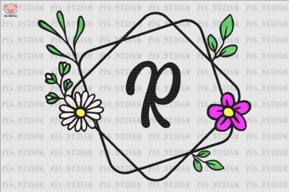Flower Daisy Font R: Elegant Embroidery Design