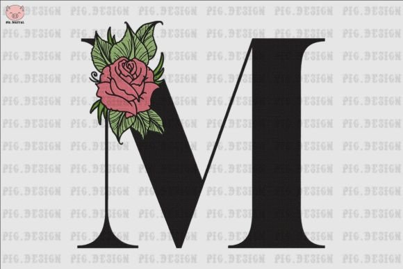 Flower Rose Font M: A Versatile Embroidery Design for Creative Projects