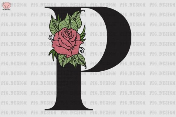 Flower Rose Font P: A Versatile Embroidery Design for Creative Projects