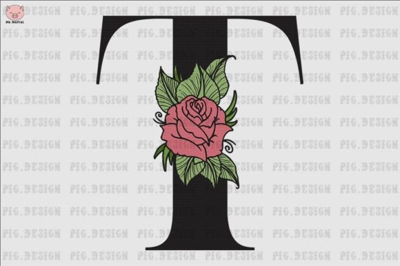 Flower Rose Font T: A Beautiful Embroidery Design for Every Project